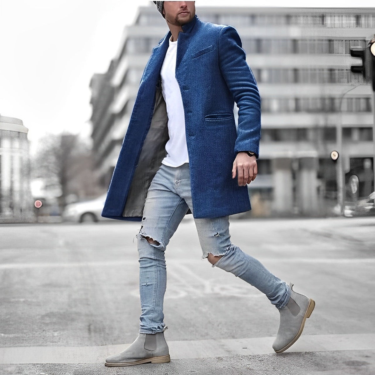 Teddy | Men's Slim-Fit Mid-Length Overcoat - Image 4