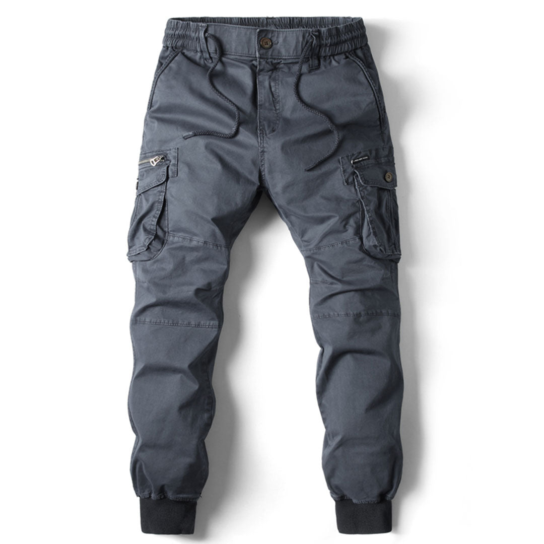 Mens Cargo Pants with Stretch Fabric and Utility Pockets, Tapered Silhouette