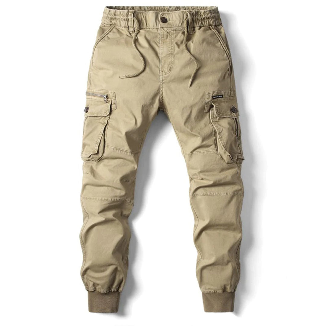Mens Cargo Pants with Stretch Fabric and Utility Pockets, Tapered Silhouette