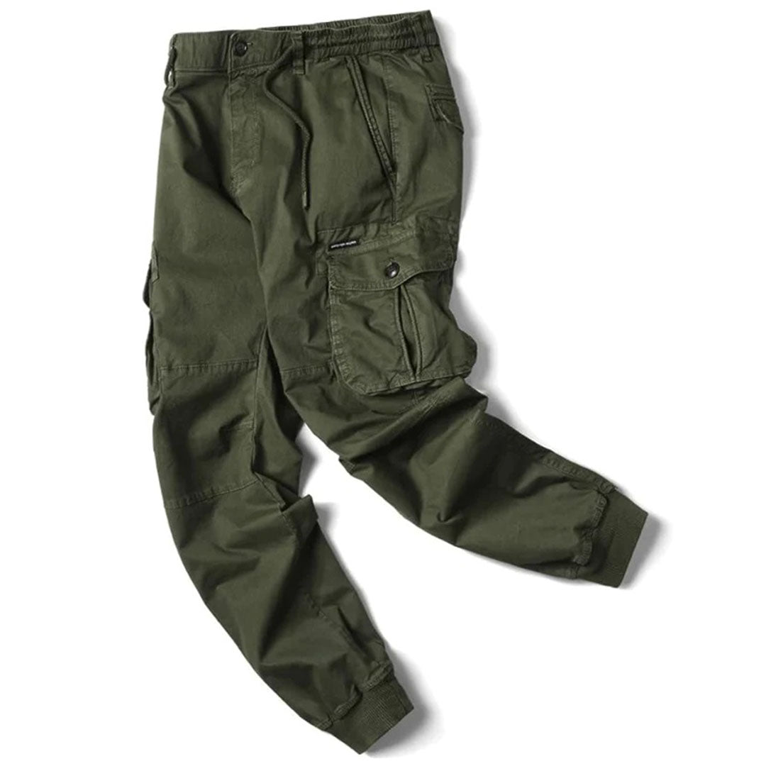 Mens Cargo Pants with Stretch Fabric and Utility Pockets, Tapered Silhouette