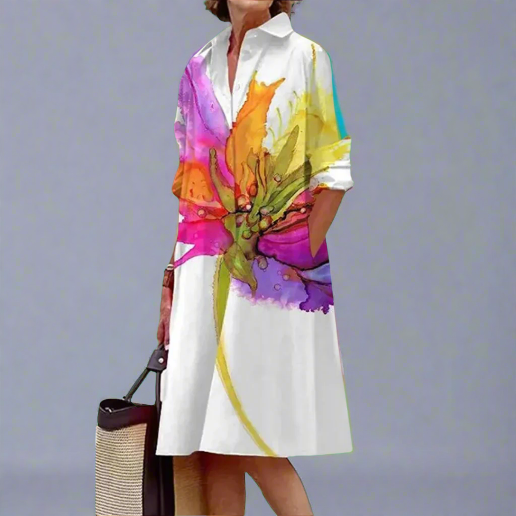 Summer Dress with Breathable Lightweight Fabric and Relaxed Silhouette, Machine Washable