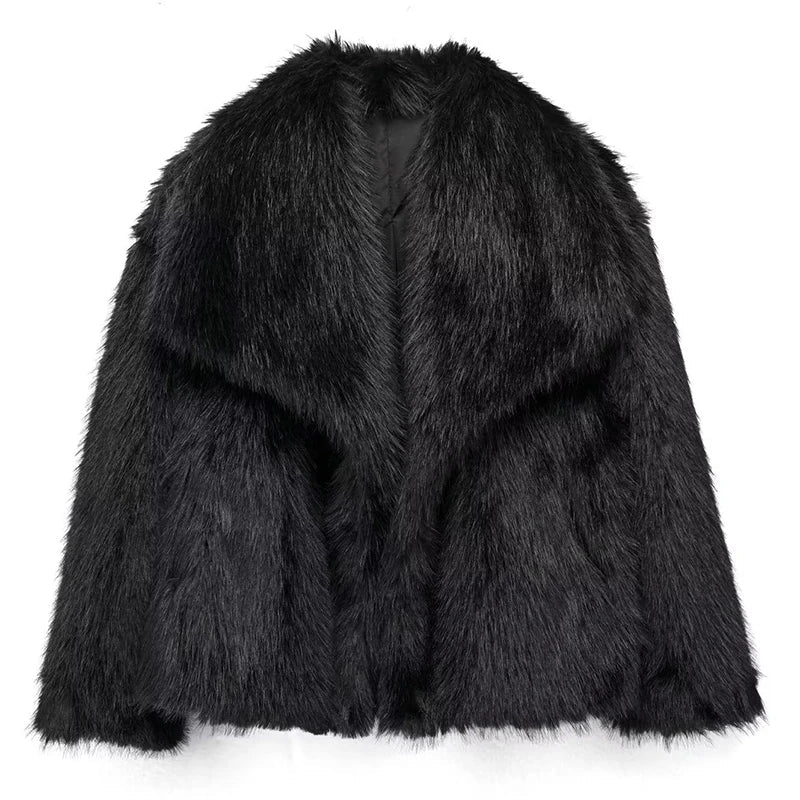 Faux Fur Jacket with Relaxed Fit and Hip-Skimming Length - Smooth Lining