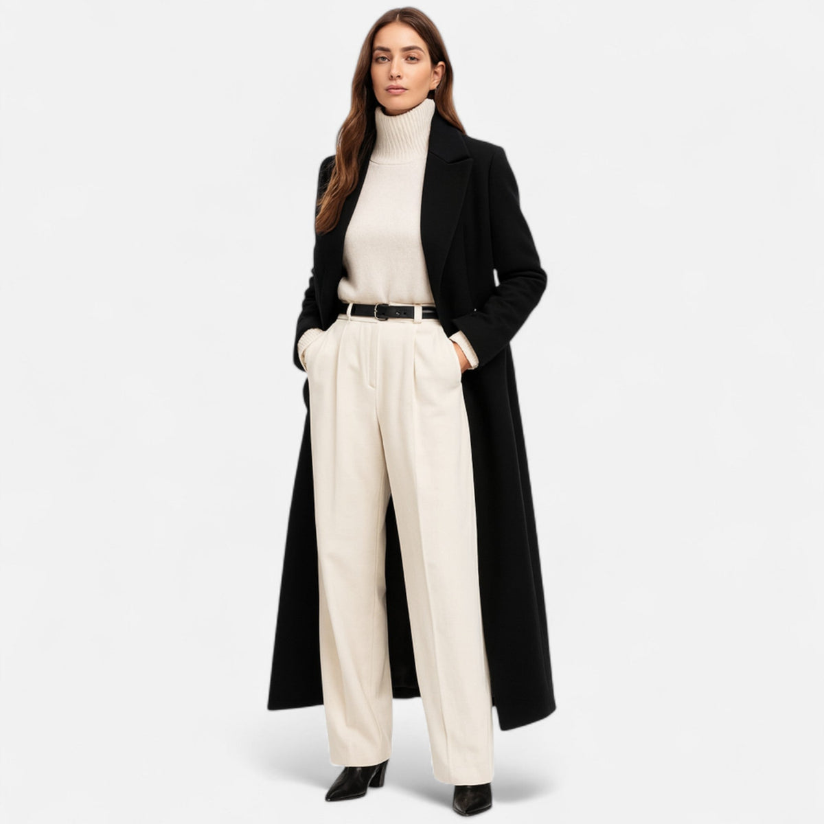 Womens Longline Coat Structured and Relaxed Fit, All-Season Layering