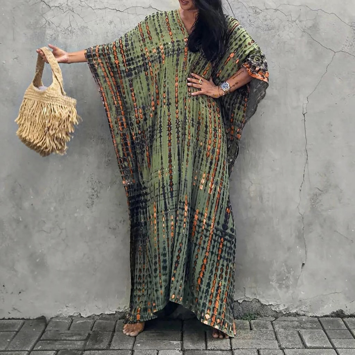 Tie Dye Maxi Dress with Relaxed Fit and Lightweight Breathable Fabric, Boho