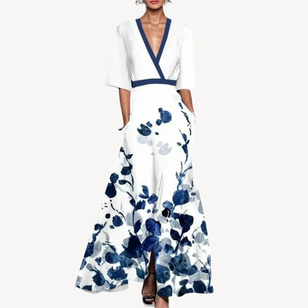 Wrap Maxi Dress with Adjustable Self Tie and Floor-Grazing Silhouette for Evening Events