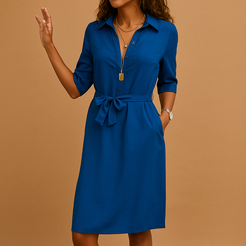 Midi Dress with Silhouette and Breathable Fabric for Day to Night Wear