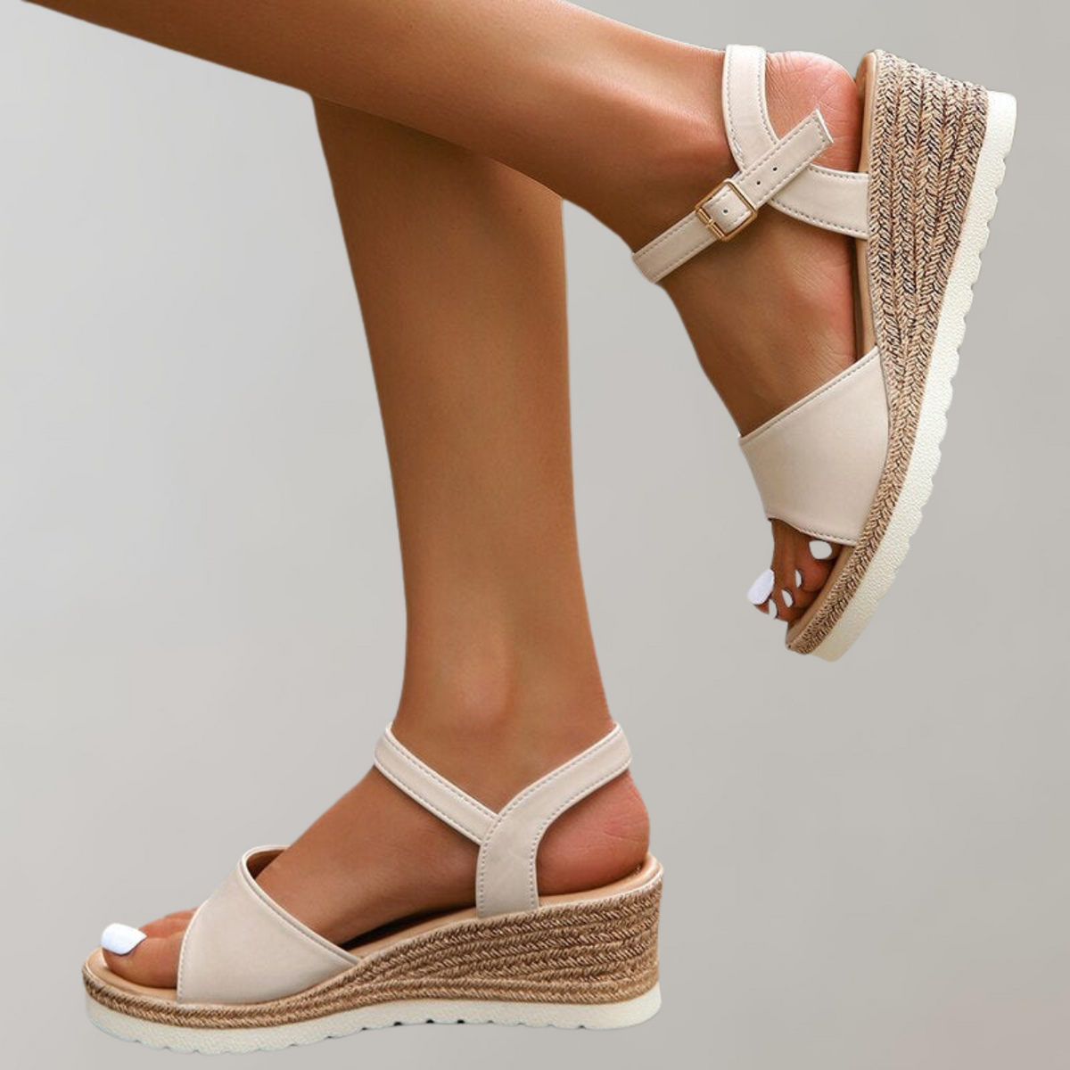 Platform Sandals with Wrapped Wedge and Adjustable Ankle Buckle, 2.5-Inch Height for Women