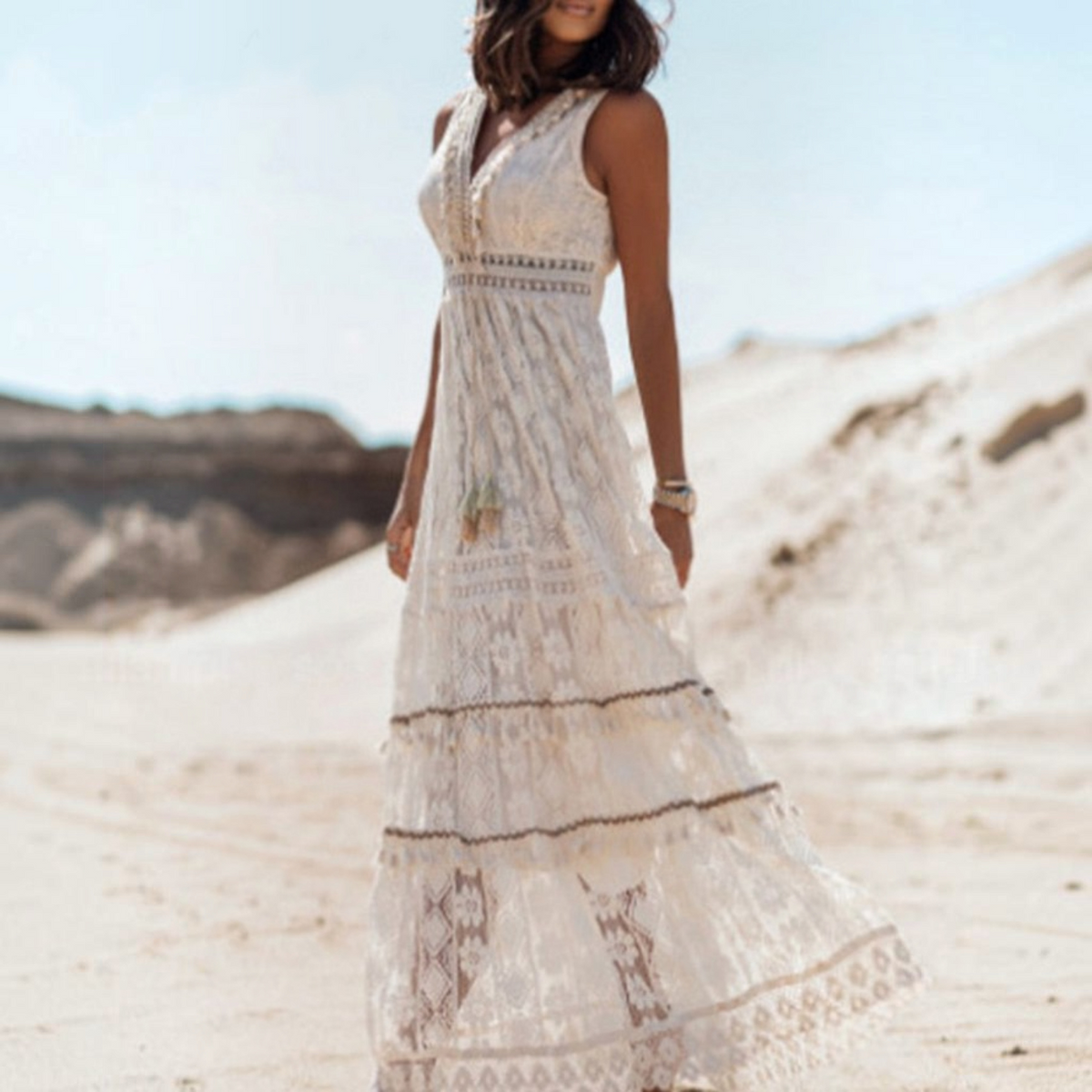 Womens Maxi Dress with Breathable Viscose Blend and Relaxed Fit, Bohemian Print