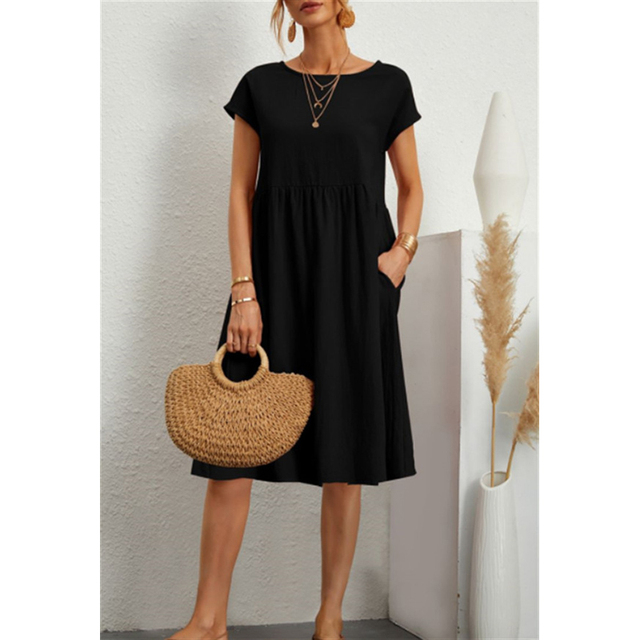 Womens Midi Dress with Lightweight Breathable Fabric and Relaxed Fit, Mid-Calf Length