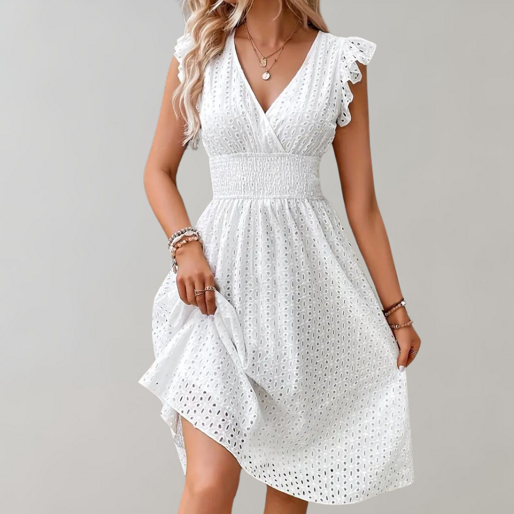 Womens Midi Dress with V-Neckline and Relaxed Fit for Summer