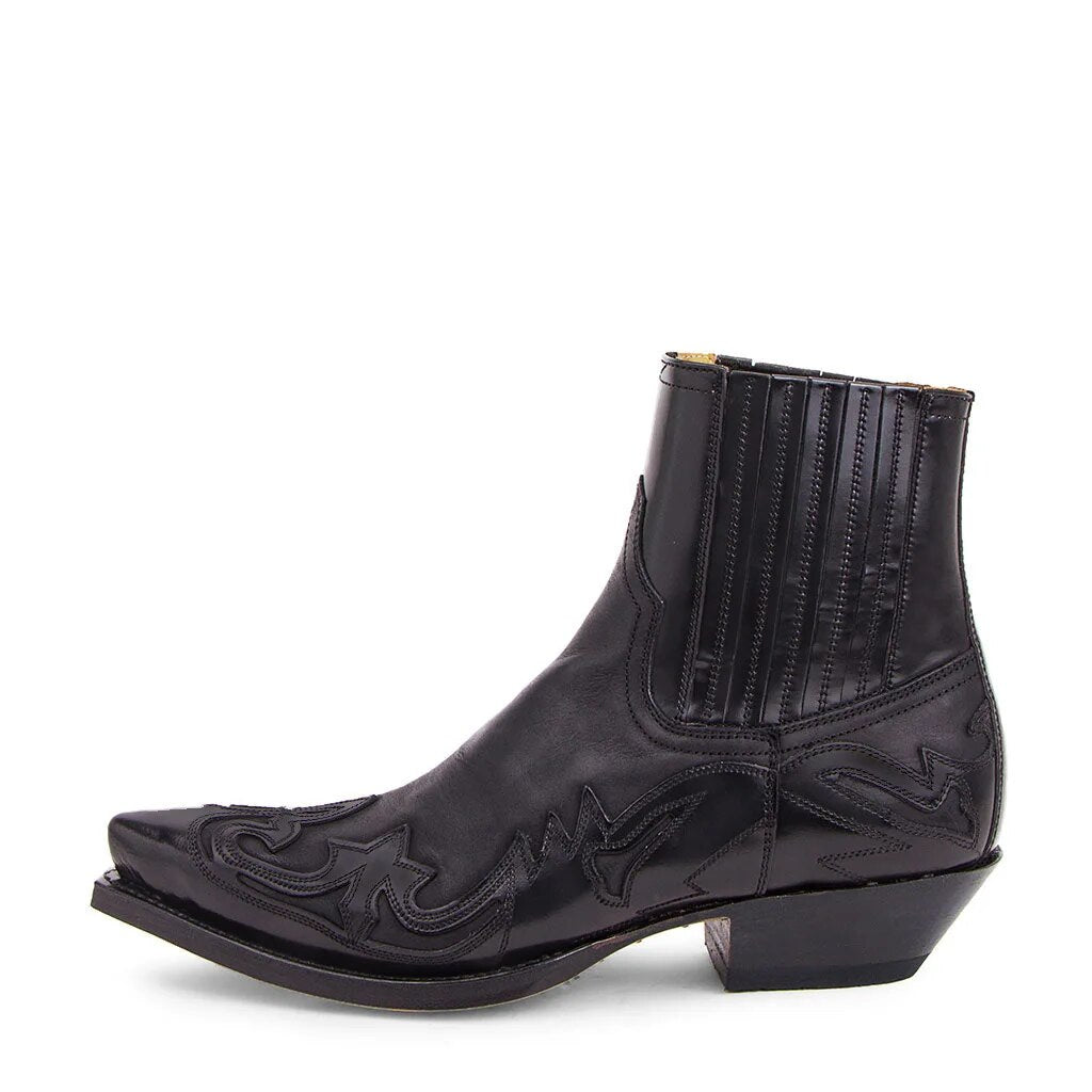 Mens Western Cowboy Boots with Decorative Stitching and Cushioned Insole