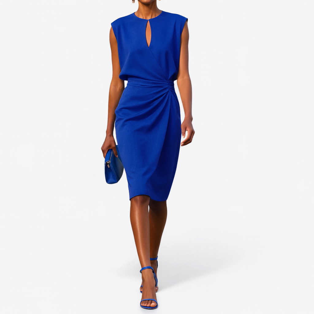 Midi Dress with Silhouette and Stretch Fabric, Invisible Side Zipper