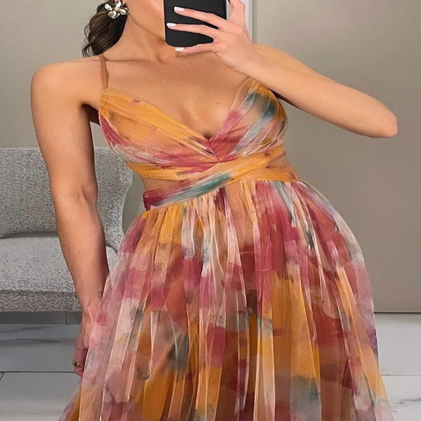 Floral Maxi Dress with Lightweight Fabric and Flowing Silhouette-Machine Washable