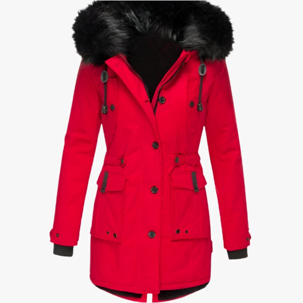 Winter Puffer Parka with Soft Plush Lining and Faux Fur Hood