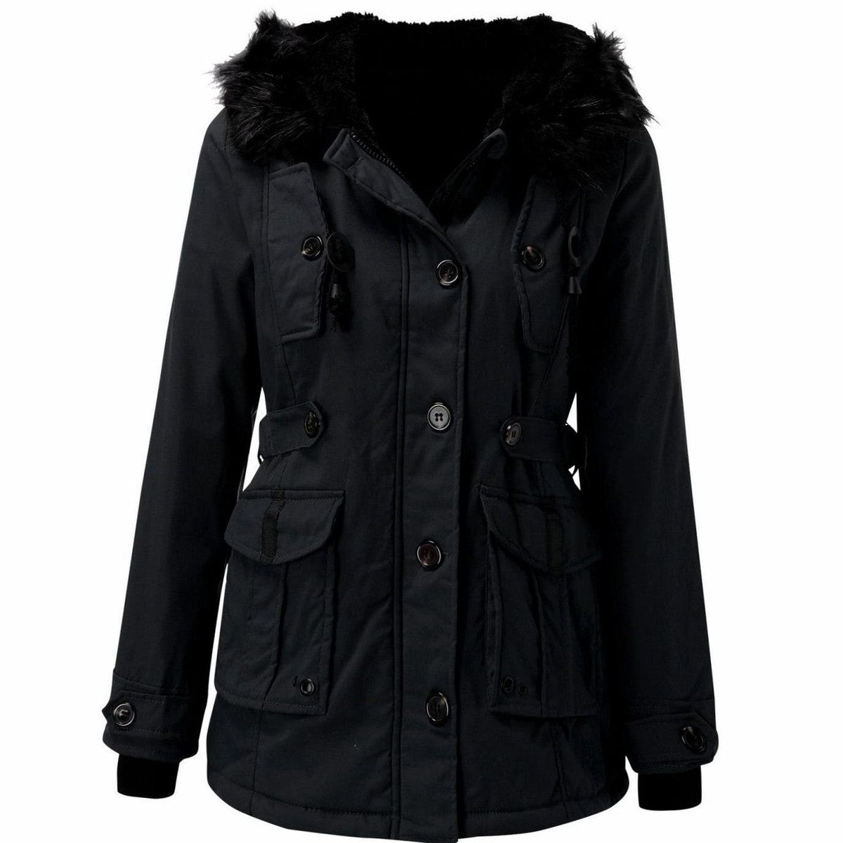 Winter Puffer Parka with Soft Plush Lining and Faux Fur Hood