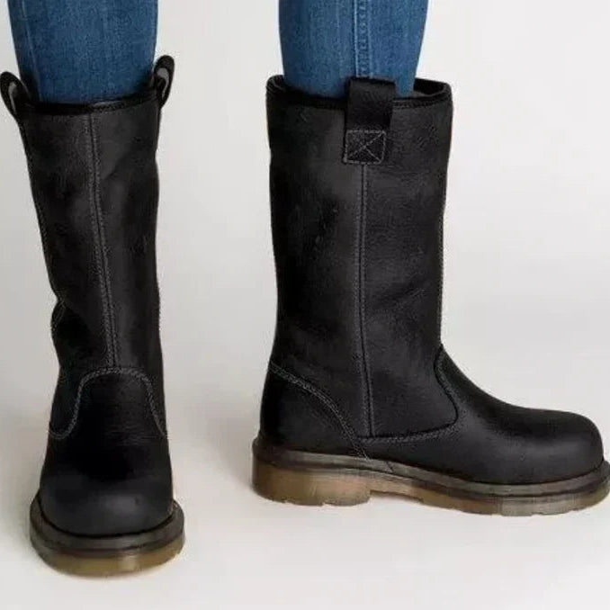 Insulated Leather Work Boots with Slip-Resistant Sole and Cushioned Insoles, Lace-Up