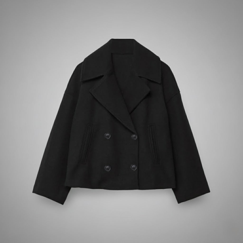 Womens Cropped Jacket with Double Button Closure and Tailored Fit, Lightweight Lining