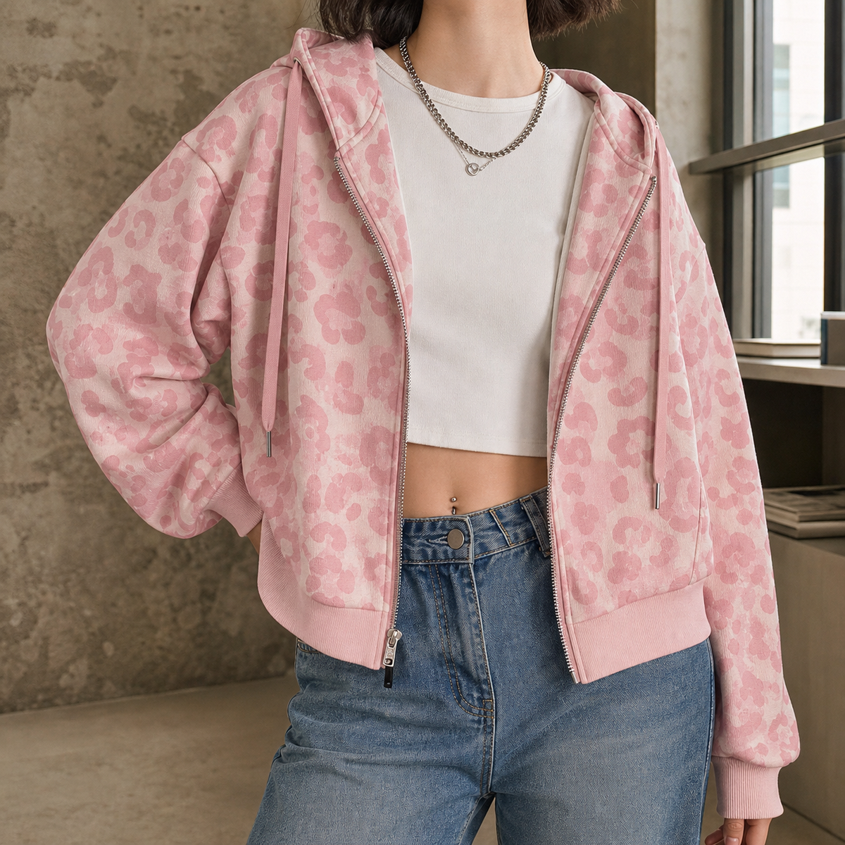 Leopard Hoodie - Pink