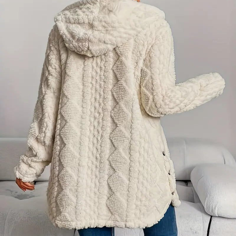 Oversized Plush Hooded Cardigan for Women - View 10
