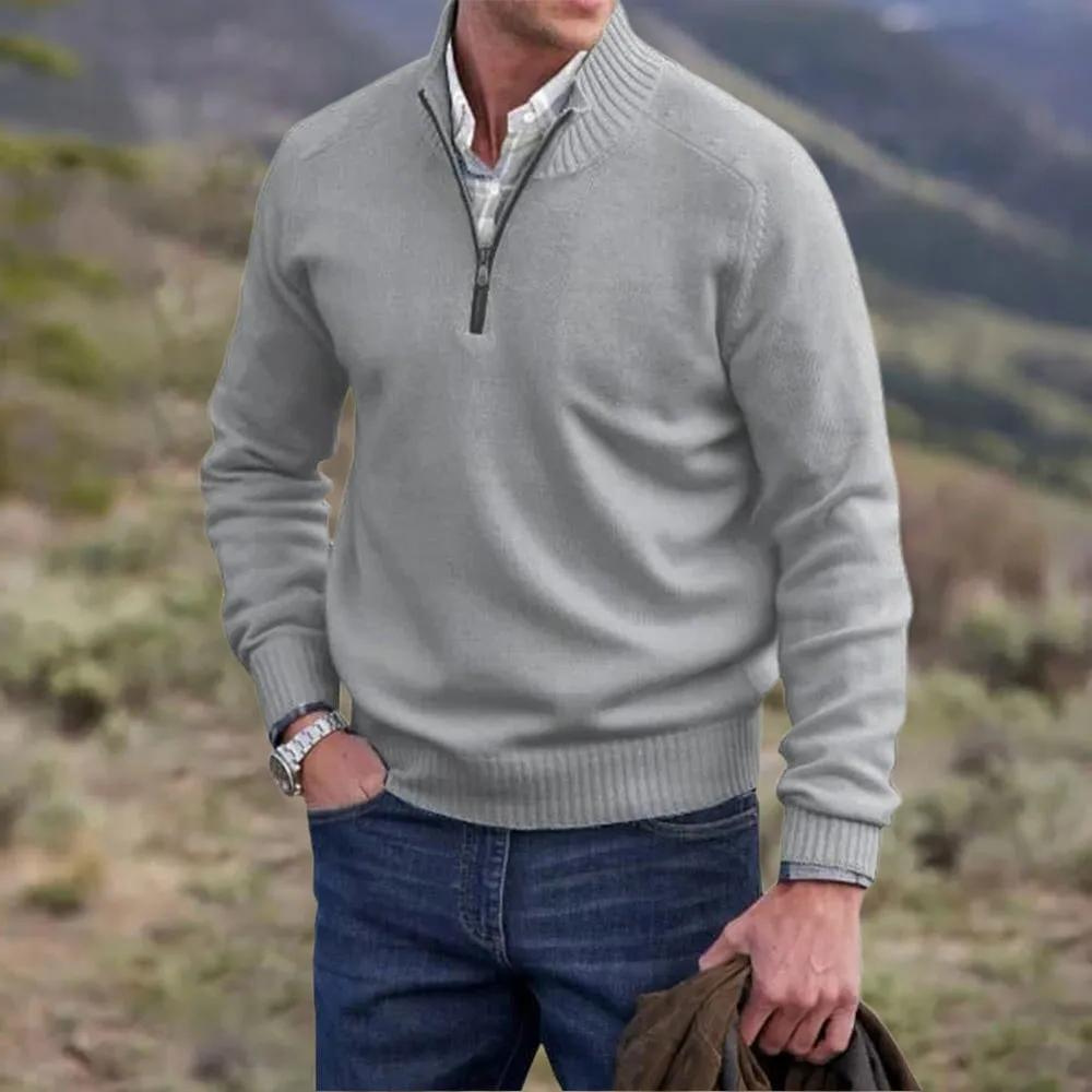 Mens Half Zip Pullover with Soft Knit Blend and Regular Fit, Machine Washable