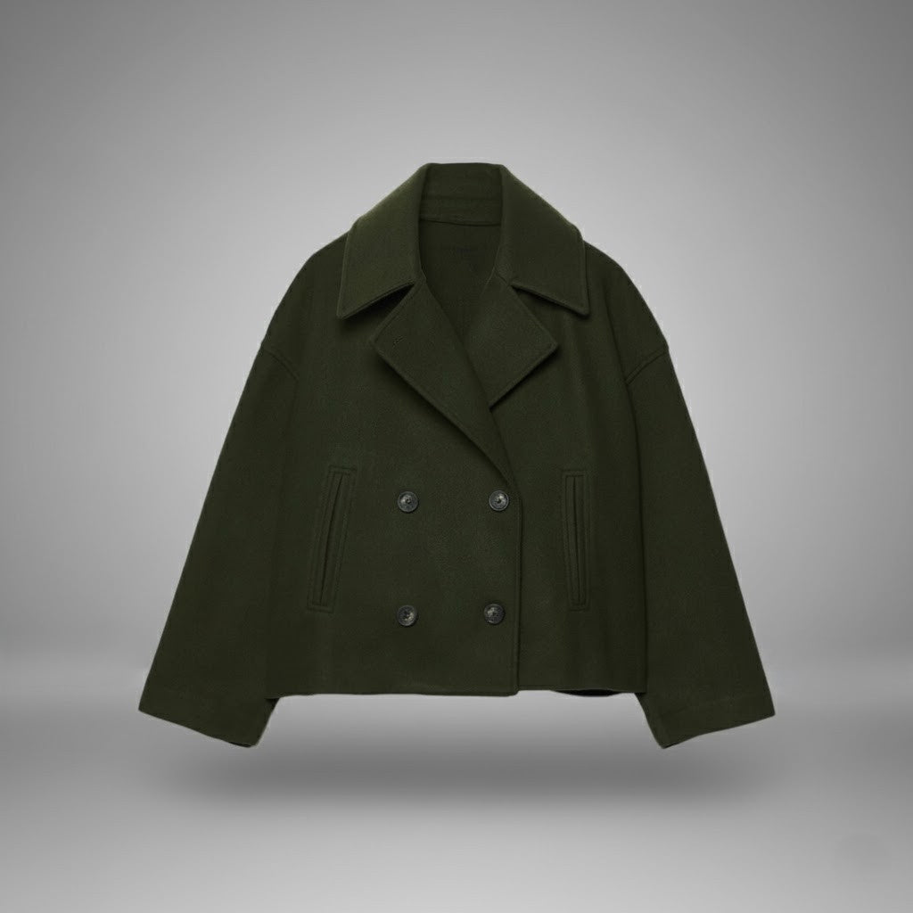 Womens Cropped Jacket with Double Button Closure and Tailored Fit, Lightweight Lining