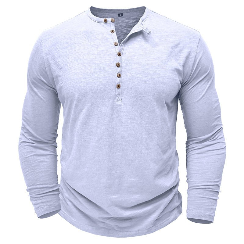 Mens Henley Shirt with Long Sleeve and Soft Breathable Knit, Regular Fit