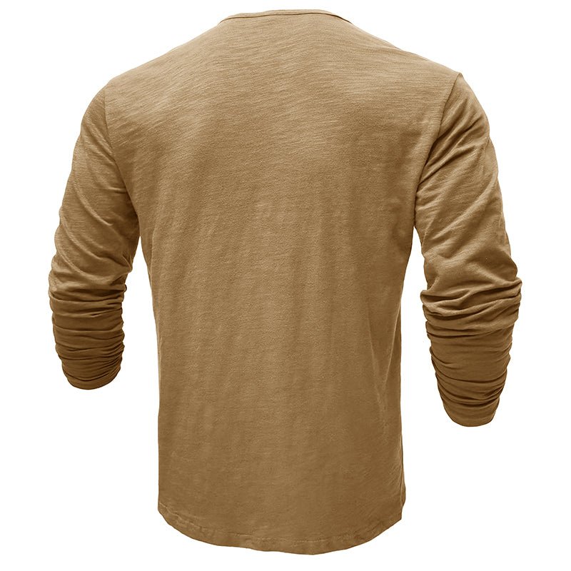 Mens Henley Shirt with Long Sleeve and Soft Breathable Knit, Regular Fit