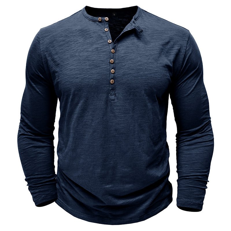 Mens Henley Shirt with Long Sleeve and Soft Breathable Knit, Regular Fit