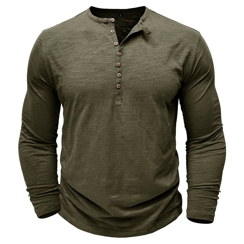 Mens Henley Shirt with Long Sleeve and Soft Breathable Knit, Regular Fit