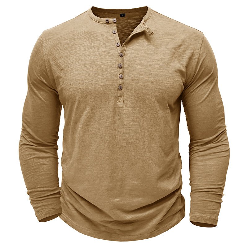 Mens Henley Shirt with Long Sleeve and Soft Breathable Knit, Regular Fit
