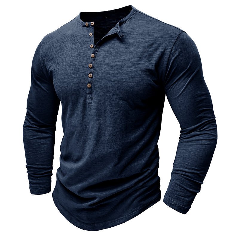 Mens Henley Shirt with Long Sleeve and Soft Breathable Knit, Regular Fit