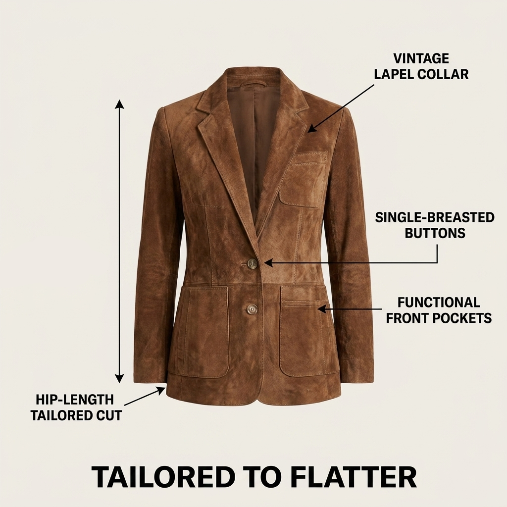 Rachel | Button-Down Suede Blazer for Women