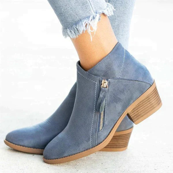 Heel Boots with Three Zone Arch Support and Side Zipper Closure