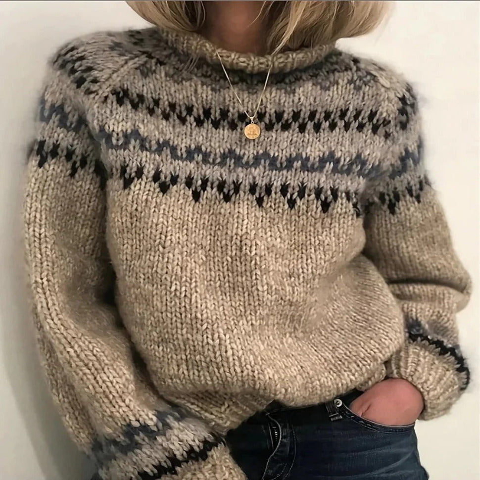 Women Fair Isle Turtleneck Sweater, Regular Fit Knit