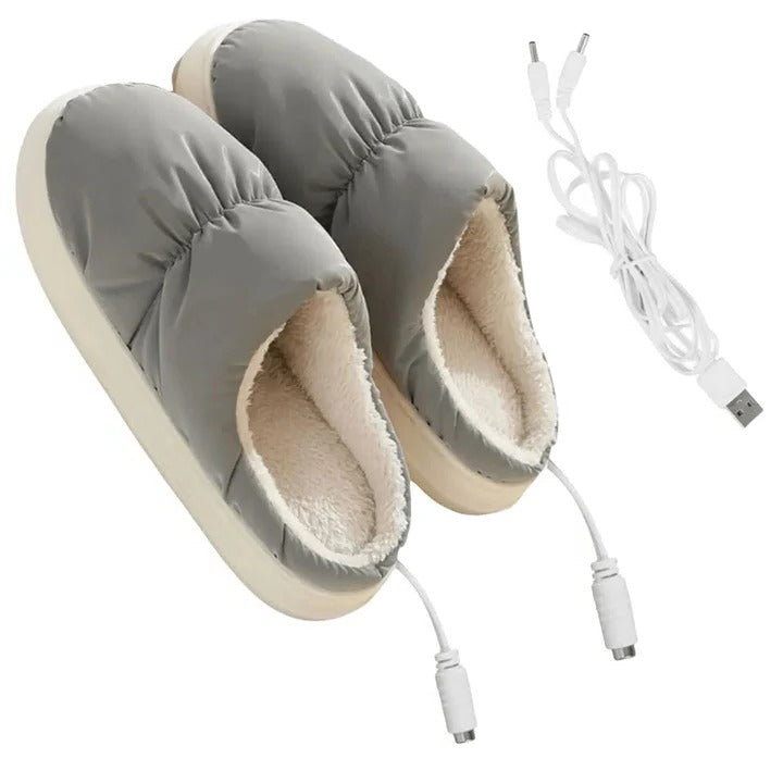 USB Heated Slippers with Breathable Plush Lining and Temperature Control
