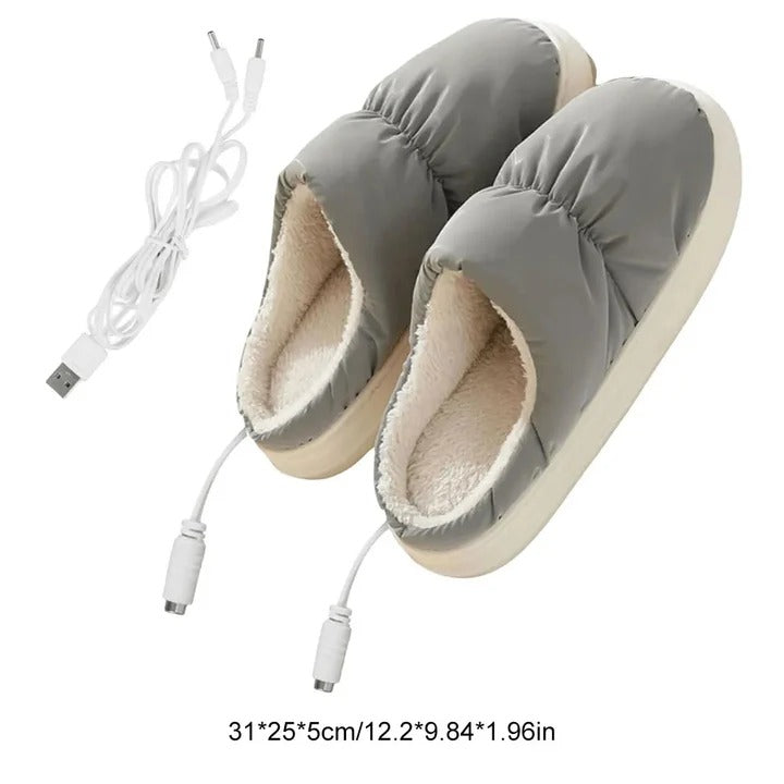 USB Heated Slippers with Breathable Plush Lining and Temperature Control