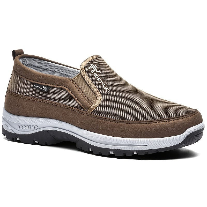Mens Slip-On Walking Shoes with Breathable Mesh Upper and Cushioned Sole