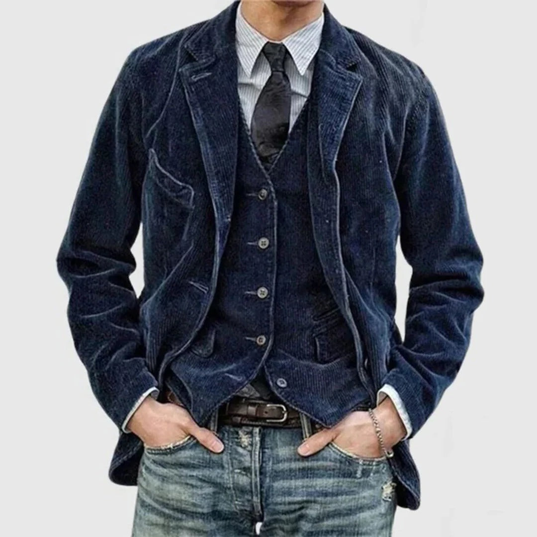 Mens Corduroy Jacket with Button Front and Hip Pockets