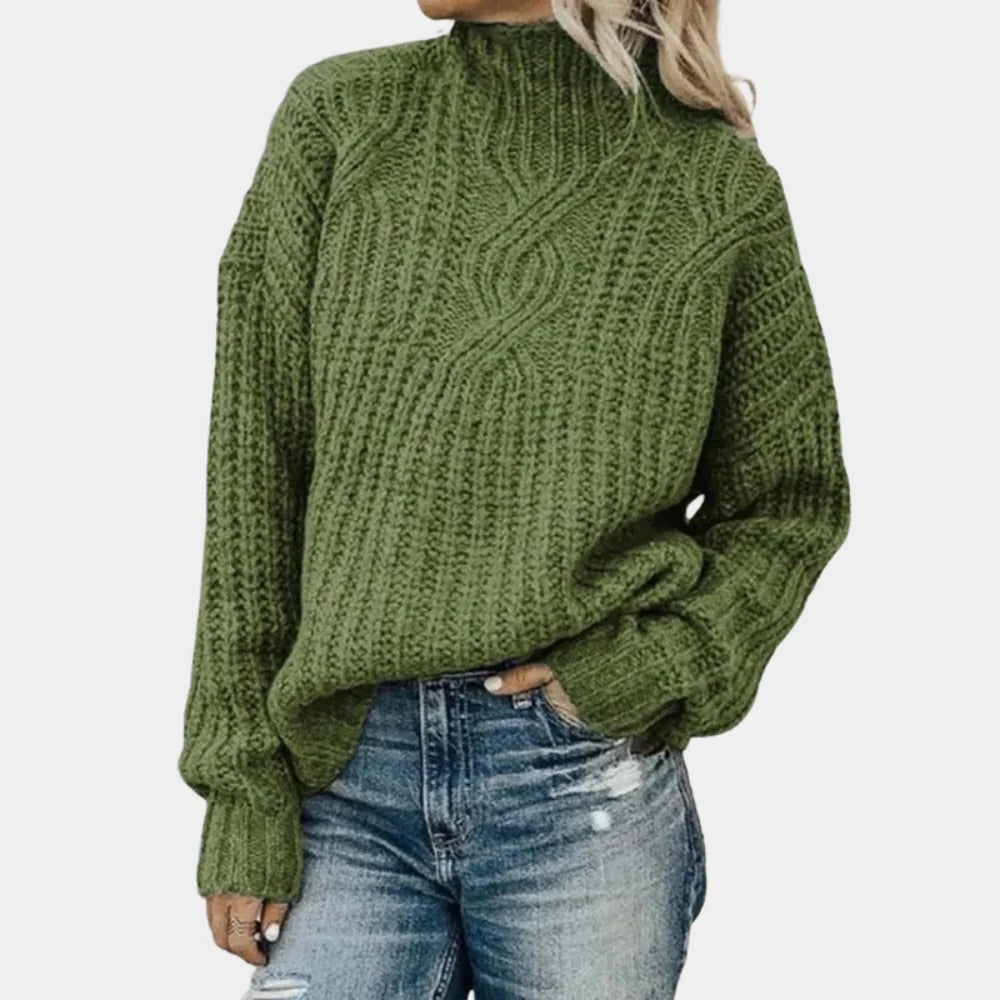 Womens Crew Neck Knit Sweater with Breathable Construction