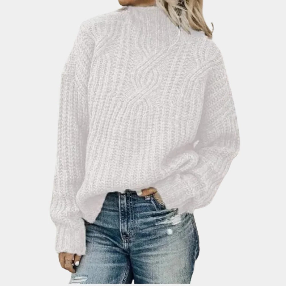 Womens Crew Neck Knit Sweater with Breathable Construction