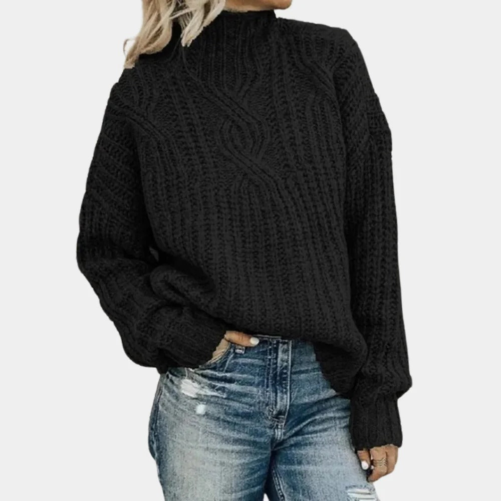 Womens Crew Neck Knit Sweater with Breathable Construction