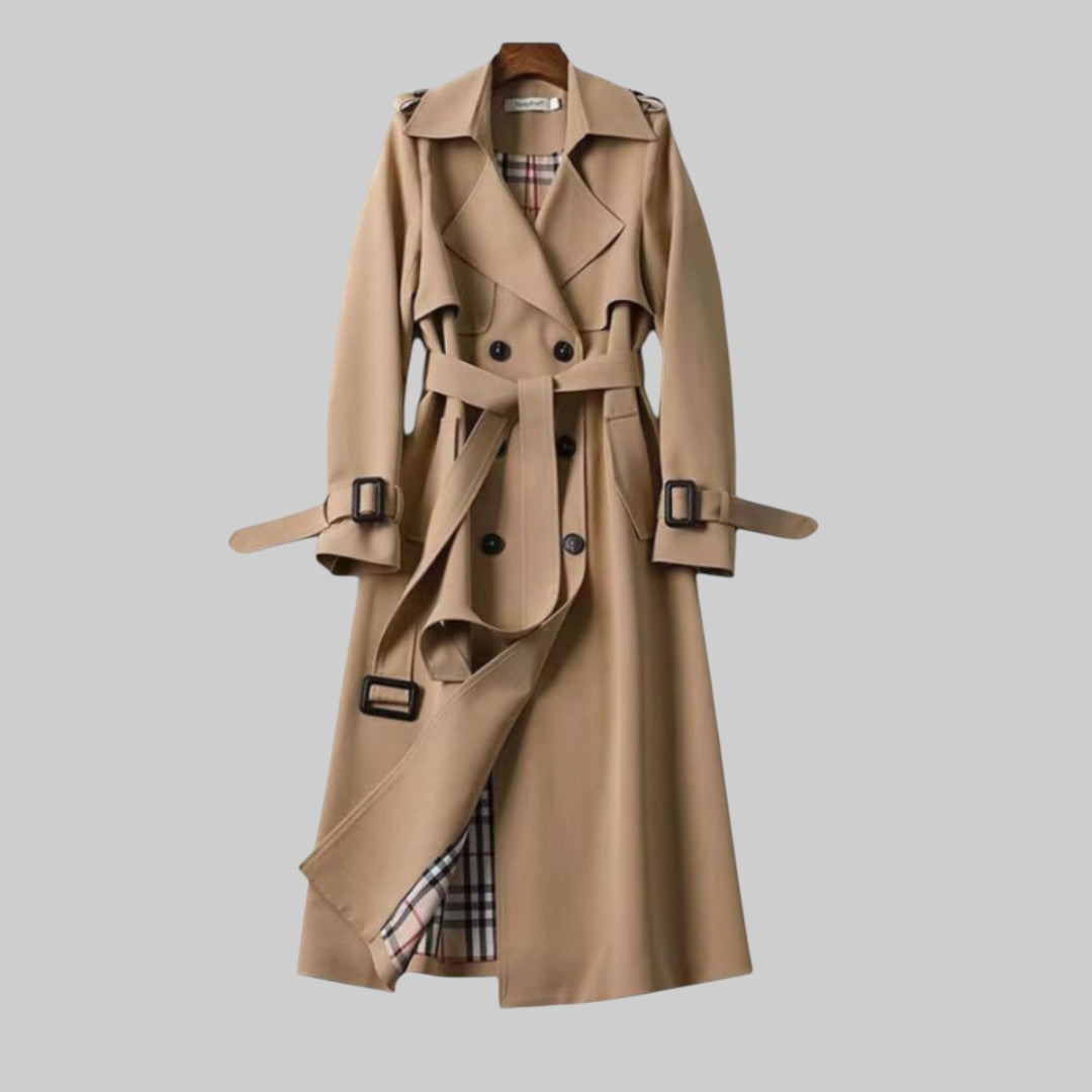 Tailored Trench Coat with Structured Silhouette and Reinforced Button Closure