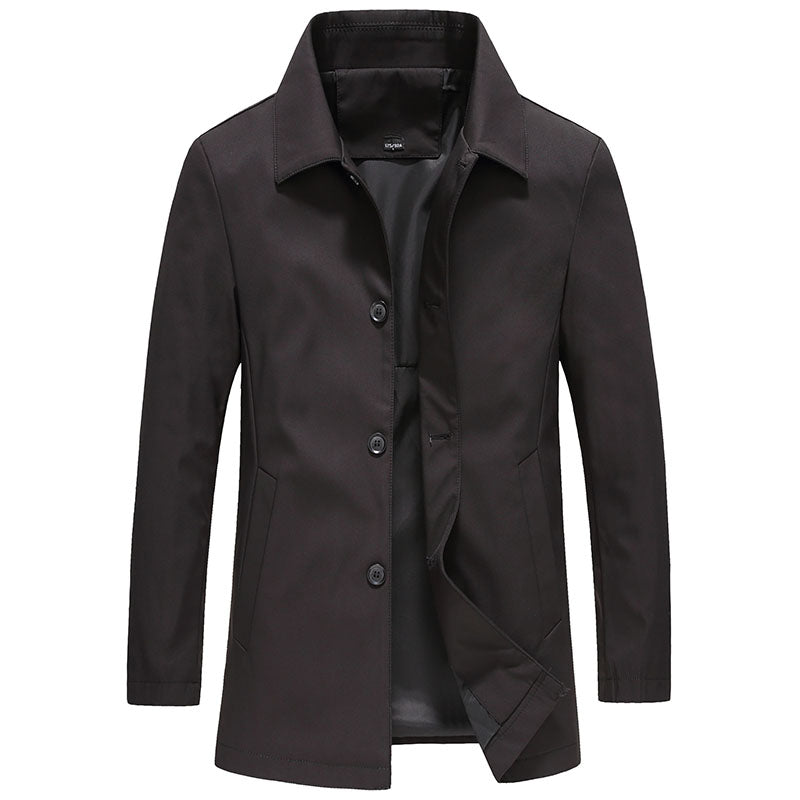 Mens Lightweight Button-Up Jacket with Tailored Fit and Woven Fabric, Machine Washable