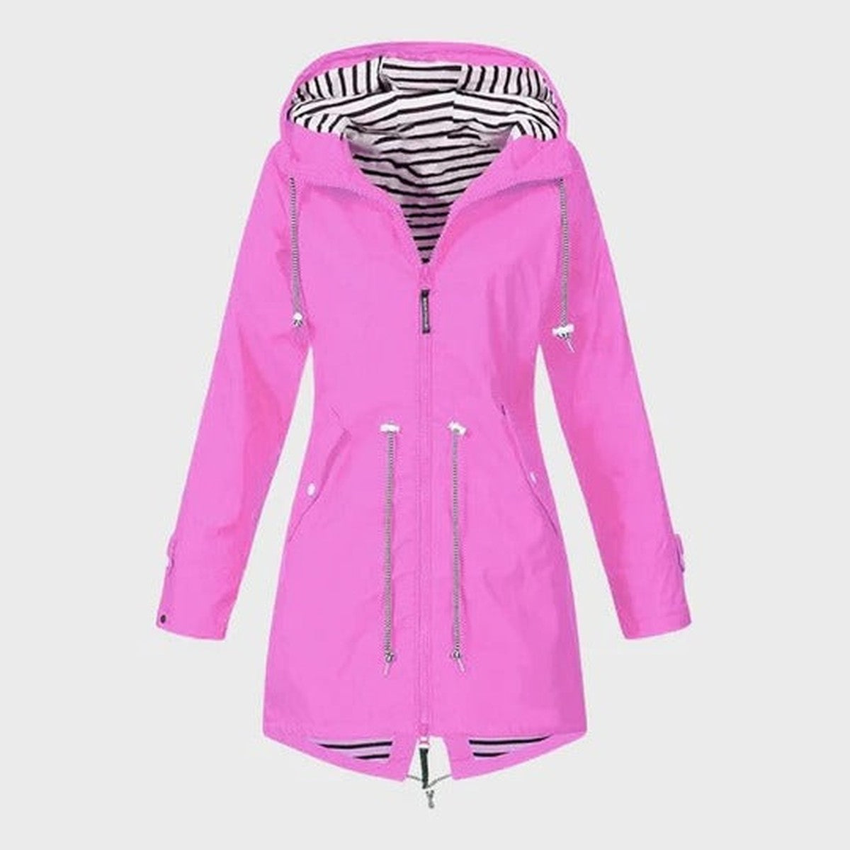 Lightweight Outdoor Raincoat with Drawstring Hood and Deep Pockets
