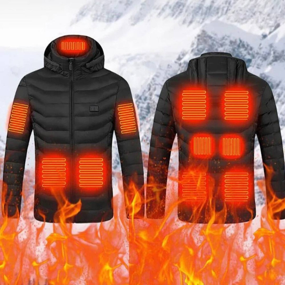 USB Thermal Warmth Puffer Coat with Built in Heating Zones for Outdoor Winter Wear