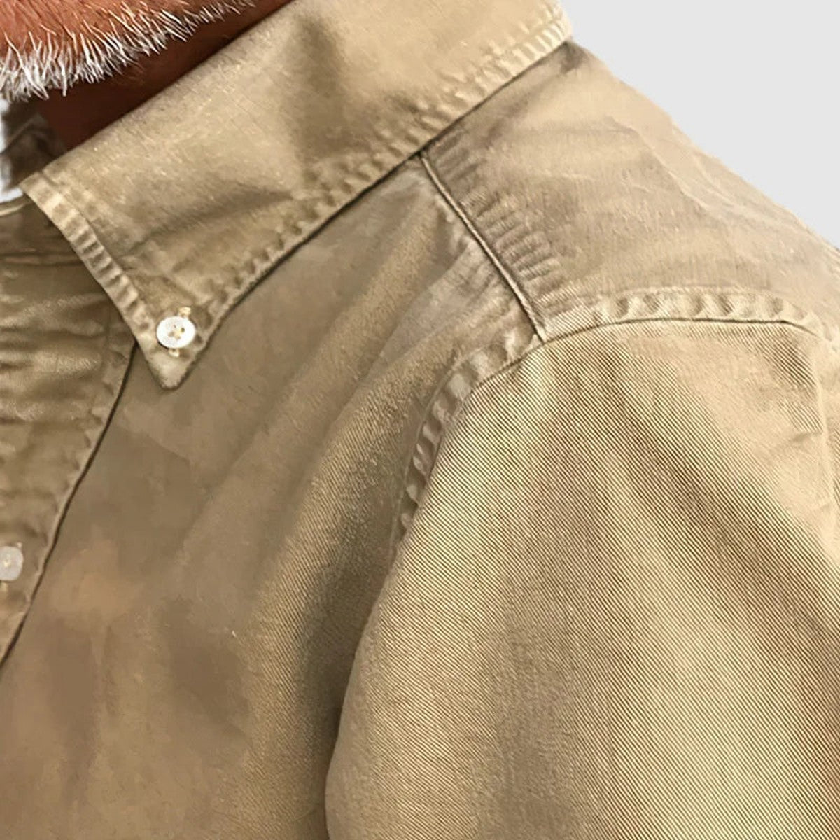 Casual Cotton Linen Shirt with Band Collar and Long Sleeves