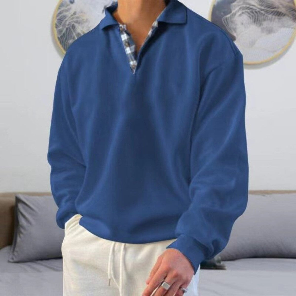 Long Sleeve Knit Polo Sweater with Structured Collar and Breathable Fabric