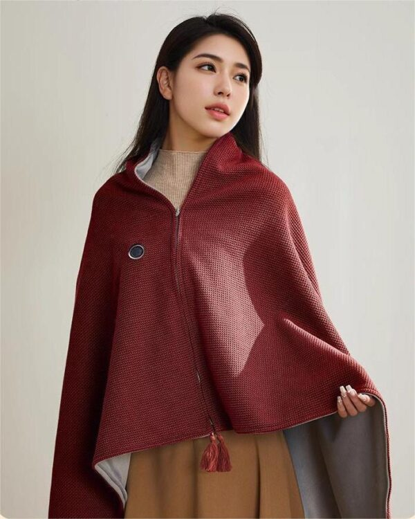 Heated Shawl Wrap with Three Temperature Settings and Zipper Closure