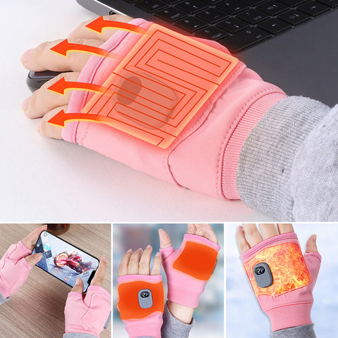 Heated Fingerless Gloves with Three Temperature Settings and USB Type C Charging