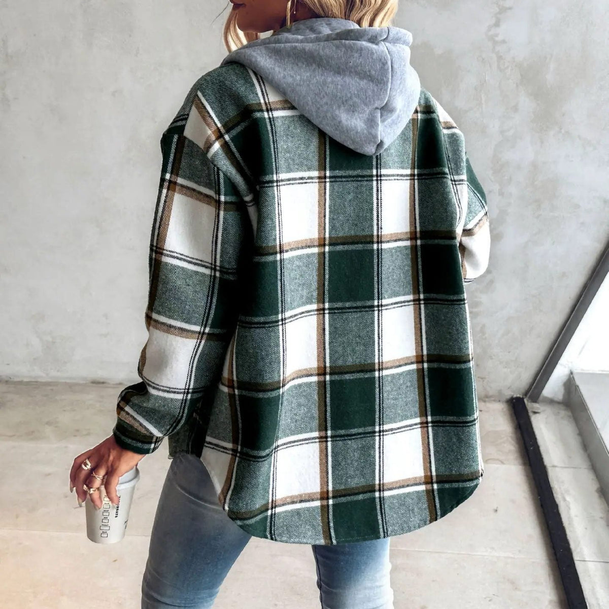 Oversized Plaid Cardigan for Women - View 7